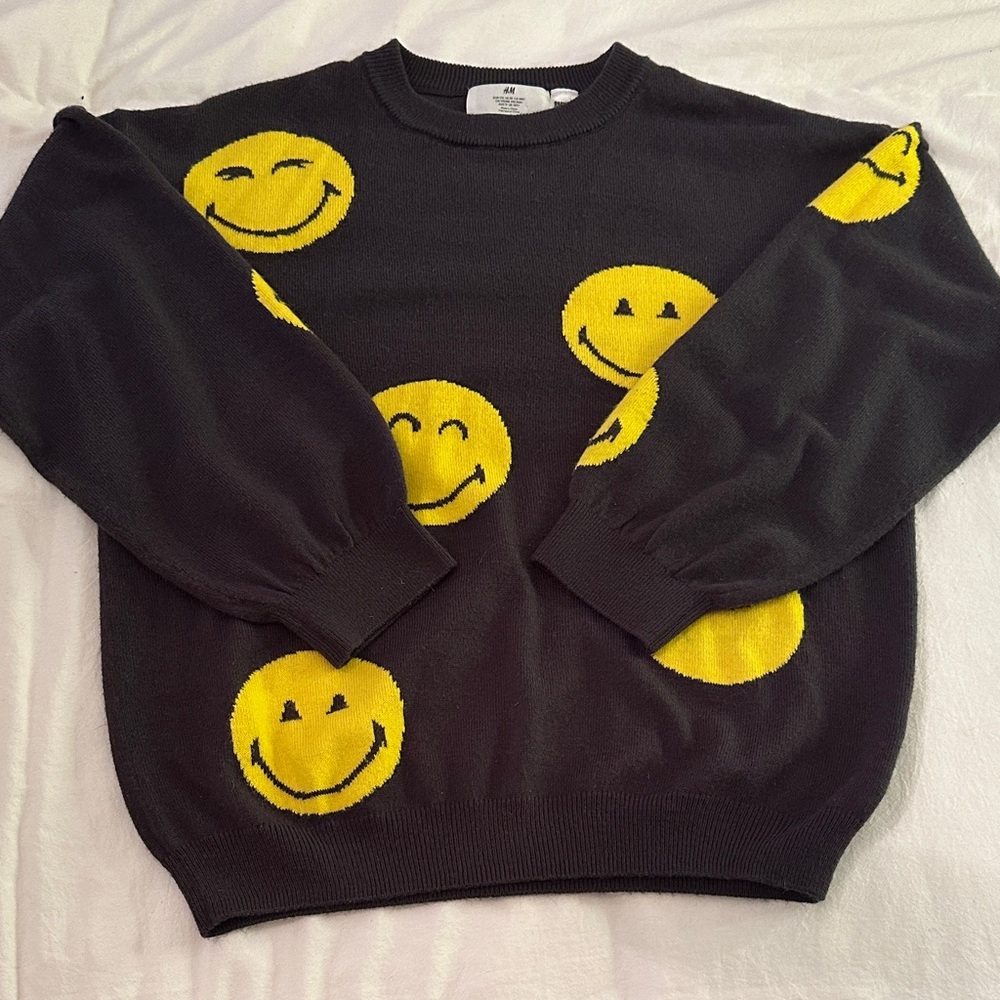 H&M Black and Yellow Smiley Kids Sweater